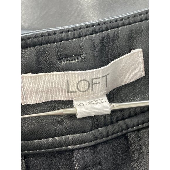 Loft Faux Leather Pants Size 10 Flat Front Straight Leg Soli Black Polyurethane - Picture 3 of 6